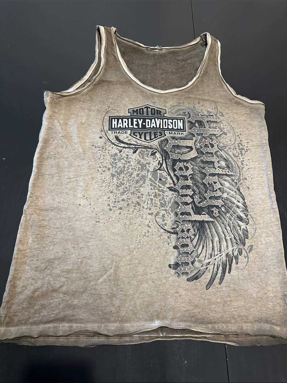 Harley-Davidson Taupe and Black Graphic Tank